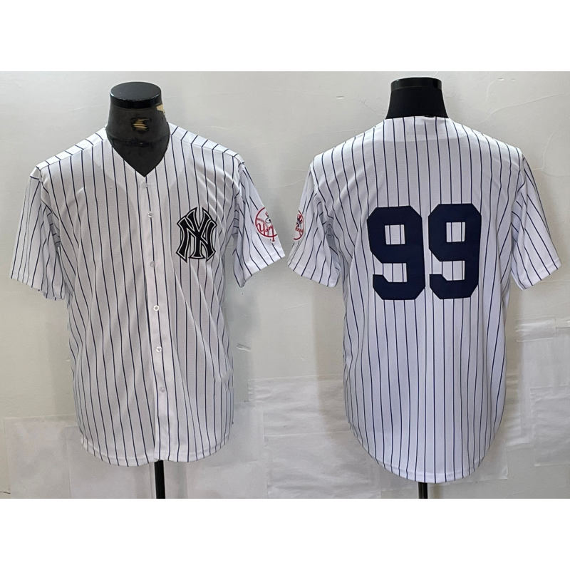 New York Yankees #99 Aaron Judge White Tomch With Patch 2024 Cool Base Stitched Jersey