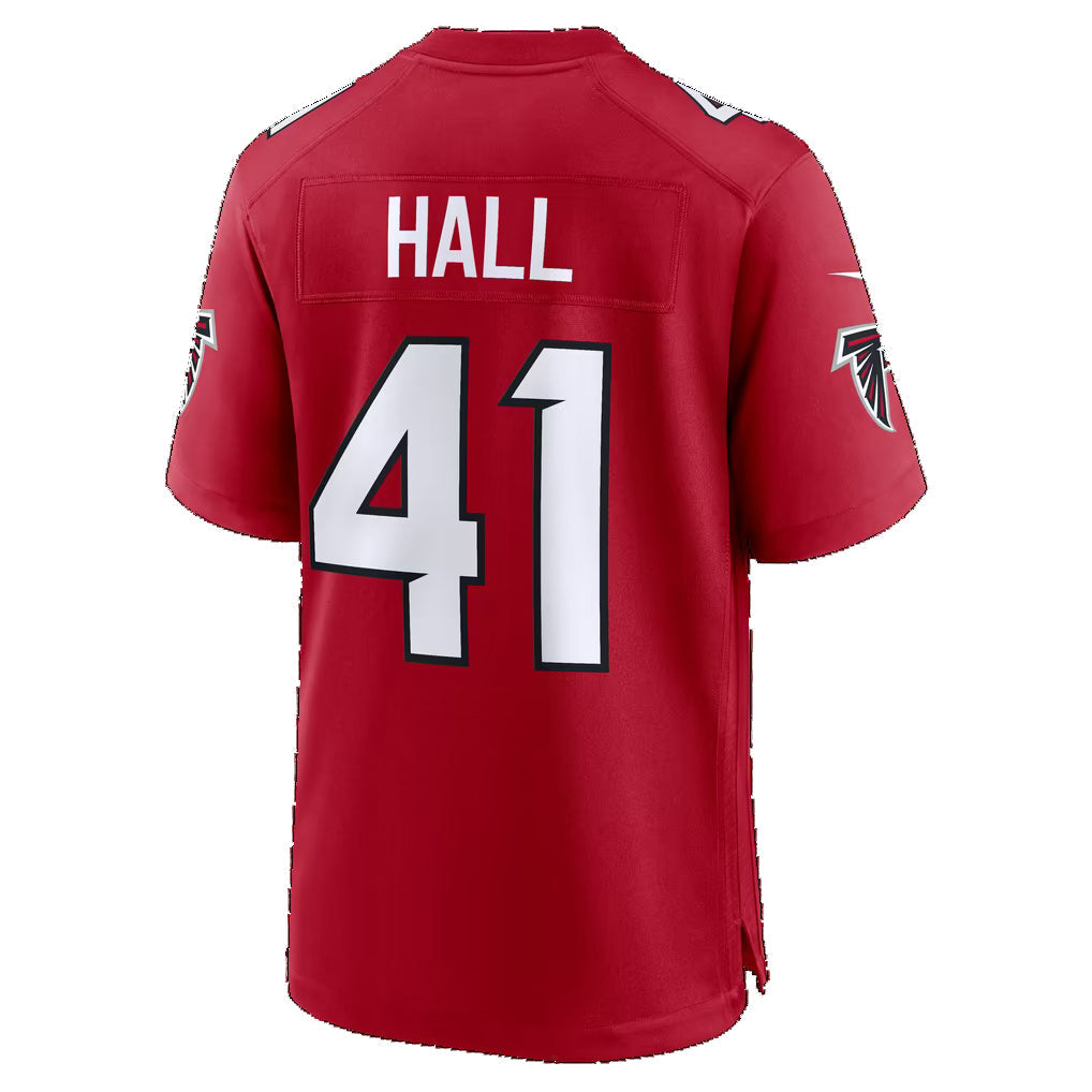 A.Falcons #41 Darren Hall Red Team Game Football jersey Tomch