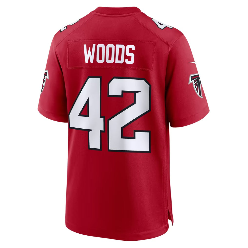 A.Falcons #42 Josh Woods Red Team Game Football jersey Tomch