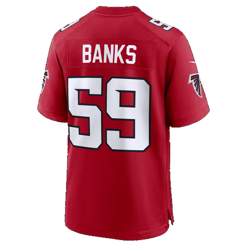 A.Falcons #59 Keshawn Banks Red Team Game Football jersey Tomch