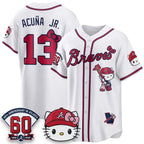 Atlanta Braves #13 Ronald Acu?a Jr. White Tomch Meow KT 2026 Vapor Limited All Stitched Jersey
