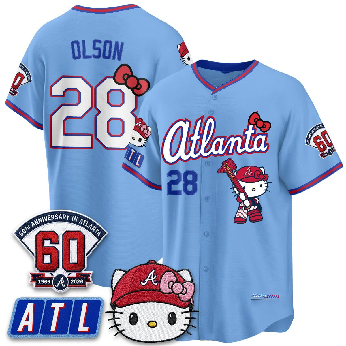 Atlanta Braves #28 Matt Olson Powder Blue Tomch Meow KT 2026 Vapor Limited All Stitched Jersey