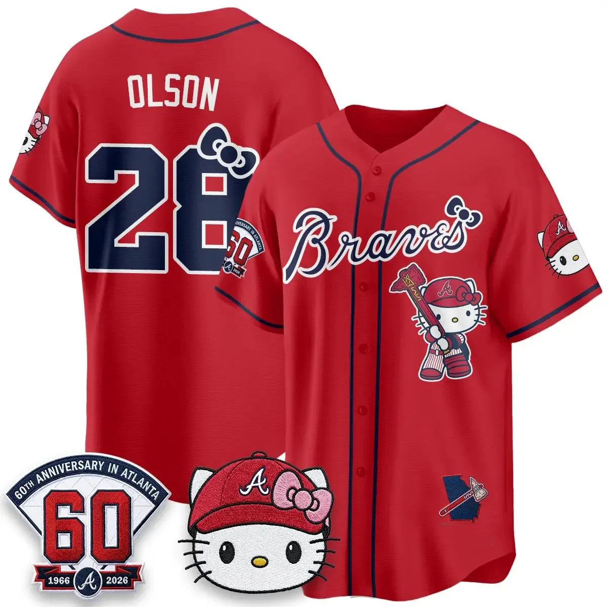 Atlanta Braves #28 Matt Olson Red Tomch Meow KT 2026 Vapor Limited All Stitched Jersey