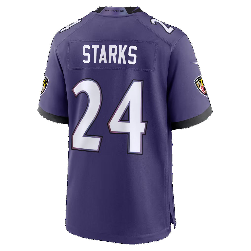 B.Ravens #24 Malaki Starks Purple Team Game Football jersey Tomch