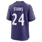 B.Ravens #24 Malaki Starks Purple Team Game Football jersey Tomch