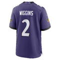 B.Ravens #2 Nate Wiggins Purple Team Game Football jersey Tomch
