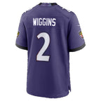B.Ravens #2 Nate Wiggins Purple Team Game Football jersey Tomch