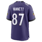 B.Ravens #87 Nick Vannett Purple Tomch Game Player Jersey