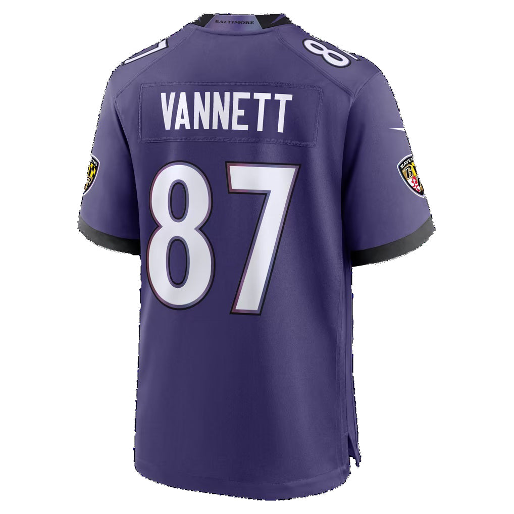 B.Ravens #87 Nick Vannett Purple Tomch Game Player Jersey