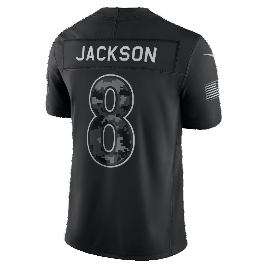 B.Ravens #8 Lamar Jackson Black 2026 Salute to Service Stitched Limited Football jersey Tomch