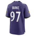 B.Ravens #97 Ethan Burke Purple Team Game Football jersey Tomch