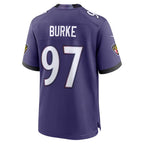 B.Ravens #97 Ethan Burke Purple Team Game Football jersey Tomch