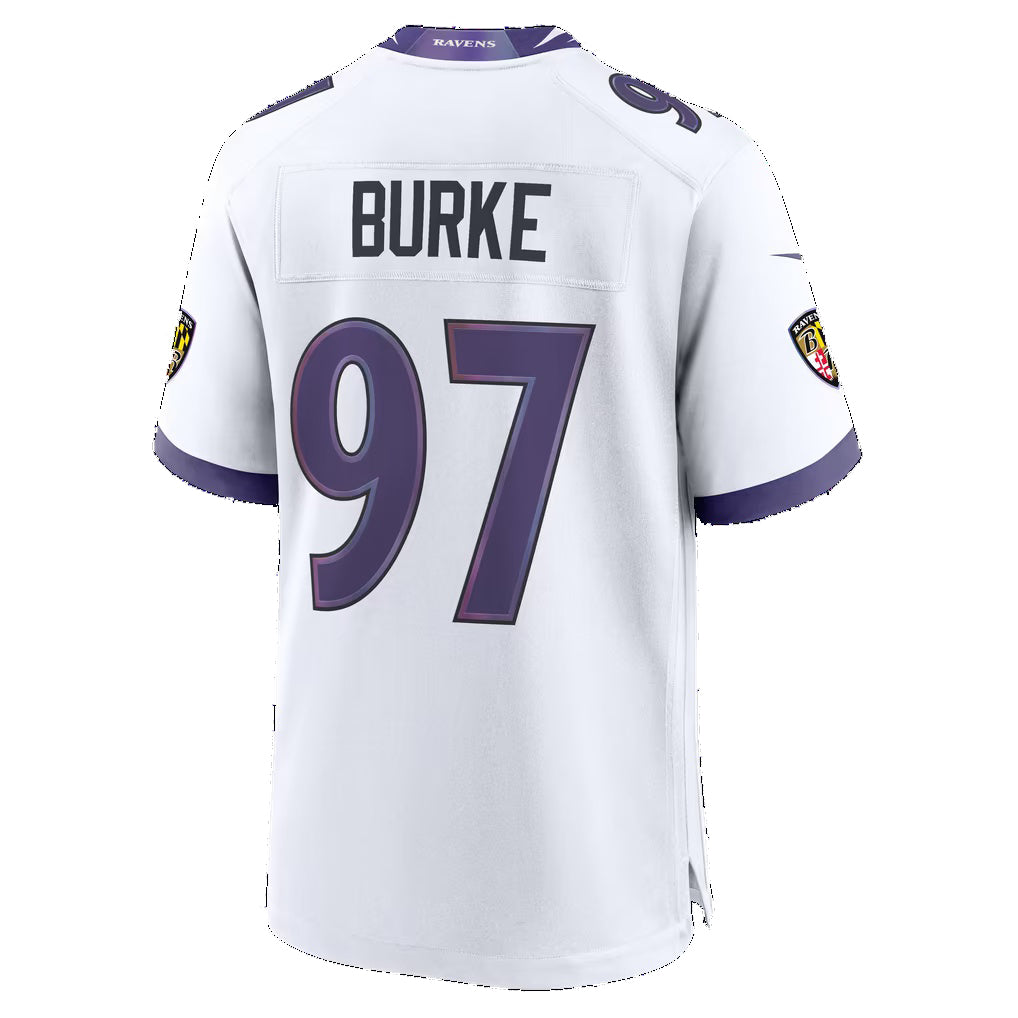 B.Ravens #97 Ethan Burke White Tomch Game Jersey
