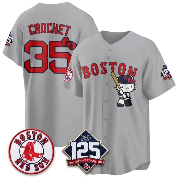 Boston Red Sox #35 Garrett Crochet Gray Tomch Meow KT Vapor Limited Stitched Jersey
