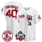 Boston Red Sox #40 Willson Contreras White Tomch Meow KT Vapor Limited Stitched Jersey