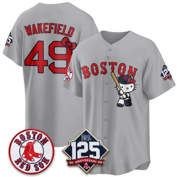 Boston Red Sox #49 Tim Wakefield Gray Tomch Meow KT Vapor Limited Stitched Jersey