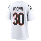C.Bengals #30 Chase Brown White Game Football jersey Tomch