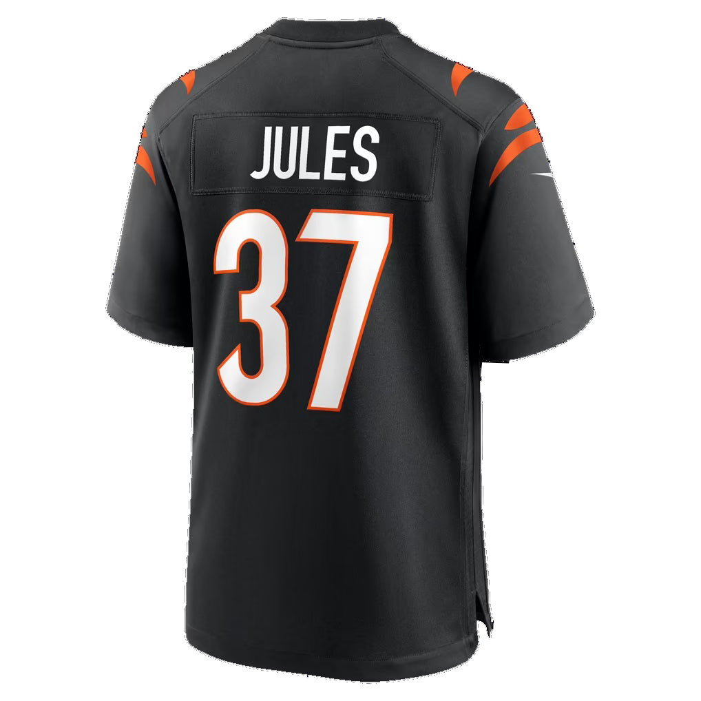 C.Bengals #37 P.J. Jules Black Tomch Game Player Jersey