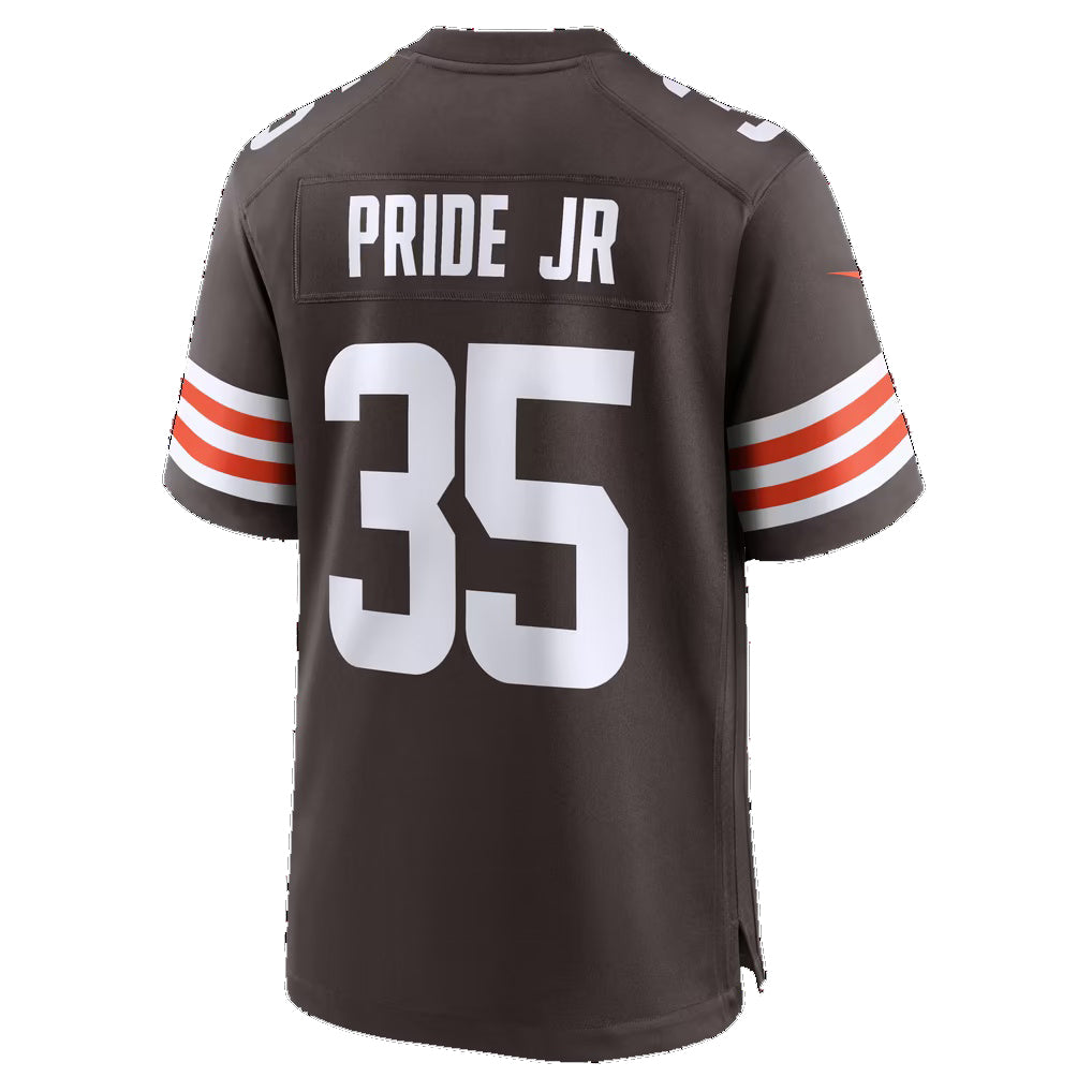 C.Browns #35 Toriano Pride Jr. Brown Team Game Football jersey Tomch