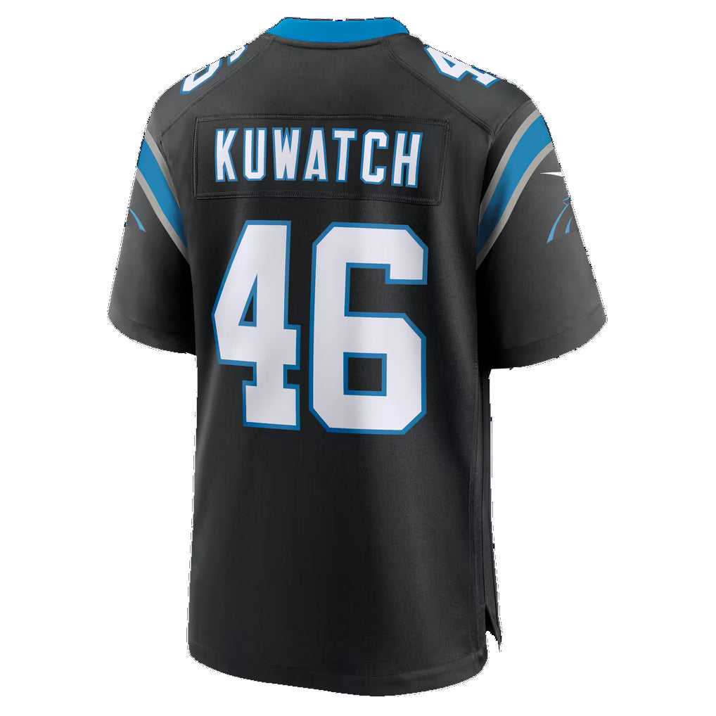 C.Panthers #46 Jackson Kuwatch Black Team Game Football jersey Tomch