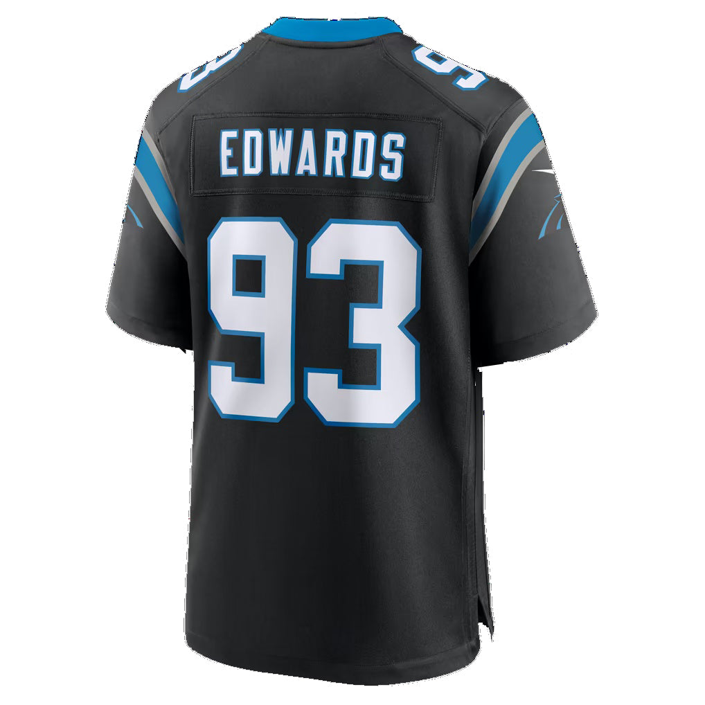 C.Panthers #93 TeRah Edwards Black Team Game Football jersey Tomch