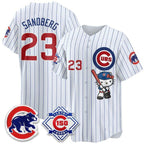 Chicago Cubs #23 Ryne Sandberg Pinstripe White Tomch Meow KT All Stitched Jersey
