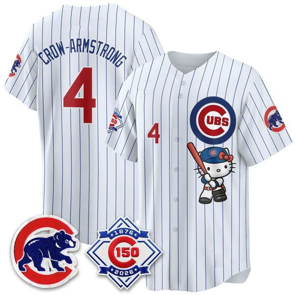 Chicago Cubs #4 Pete Crow-Armstrong Pinstripe White Tomch Meow KT All Stitched Jersey