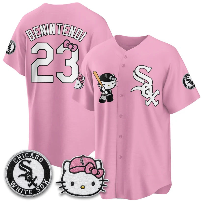 Chicago White Sox #23 Andrew Benintendi Pink Tomch Meow KT Vapor Stitched Jersey