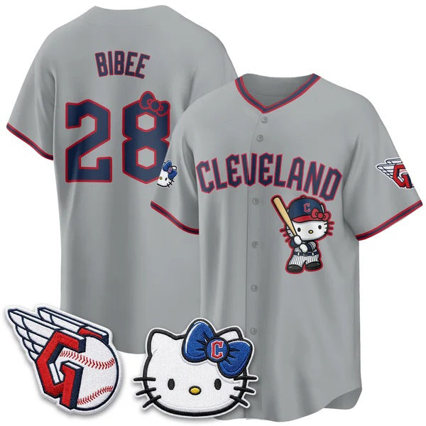 Cleveland Guardians #28 Tanner Bibee Gray Tomch Meow KT Vapor Stitched Jersey