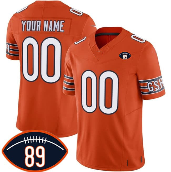 Custom C.Bears Active Player Orange 2026 With Mike Ditka 89 Patch F.U.S.E. Vapor Untouchable Limited Stitched Jersey TOMCH