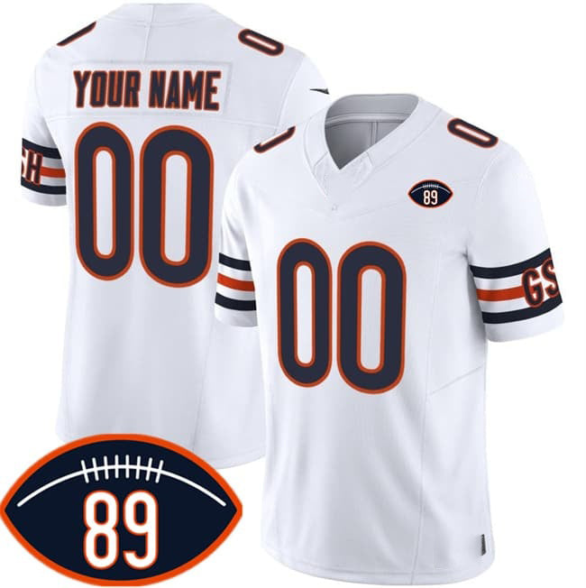 Custom C.Bears Active Player White 2026 With Mike Ditka 89 Patch Vapor Untouchable Limited Stitched Jersey TOMCH