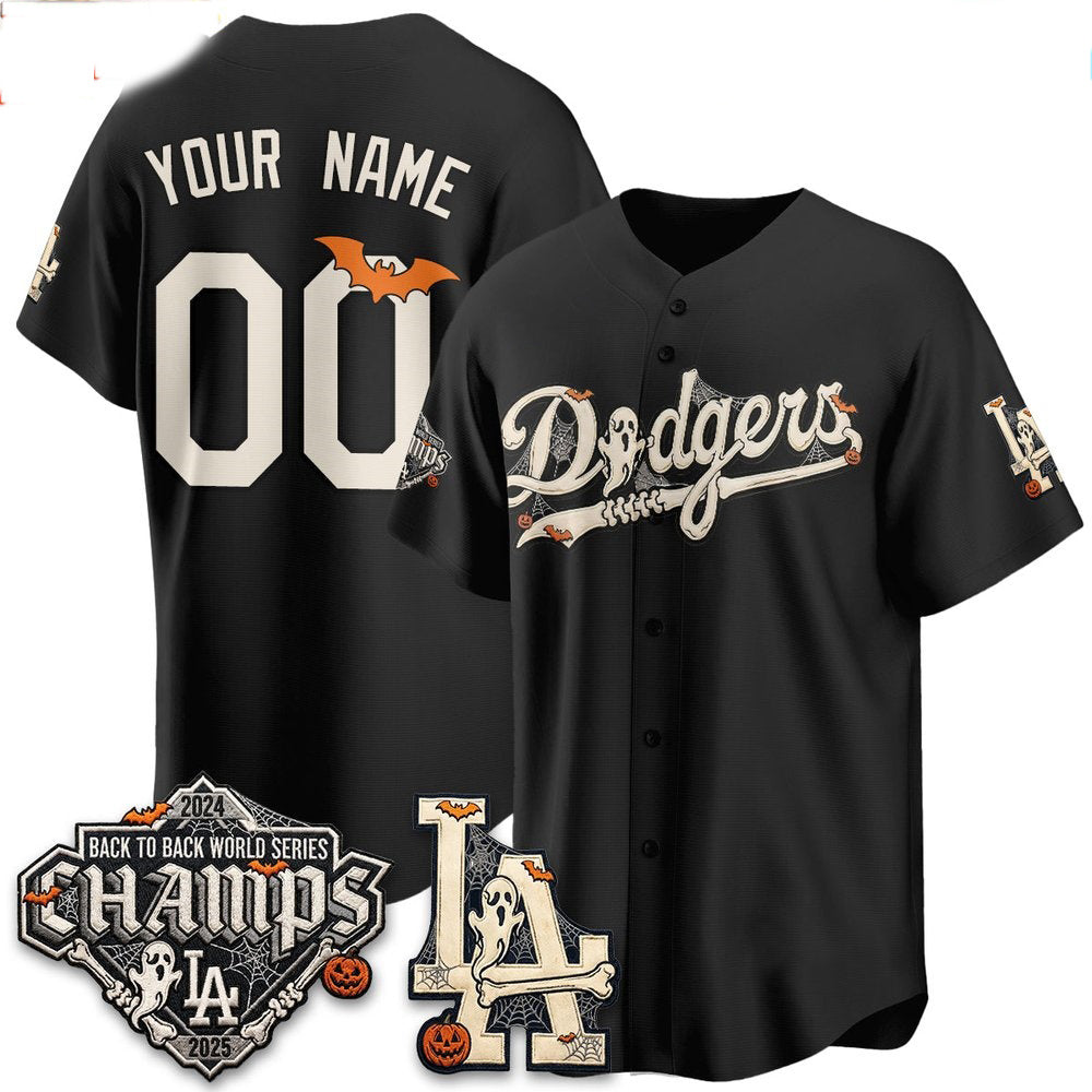 Custom Los Angeles Dodgers Black Halloween 2026 Baseball jersey Tomch