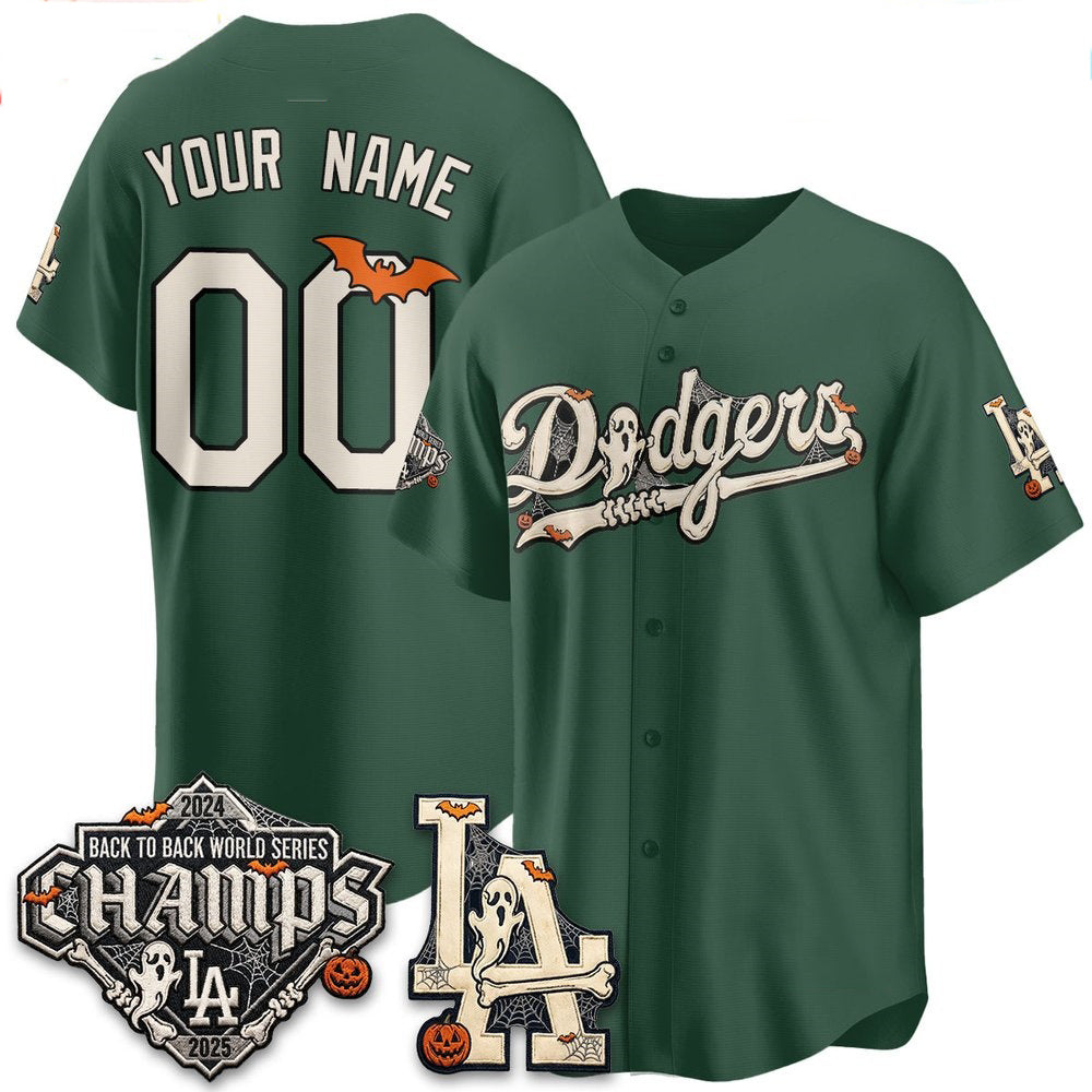 Custom Los Angeles Dodgers Green Halloween 2026 Baseball jersey Tomch