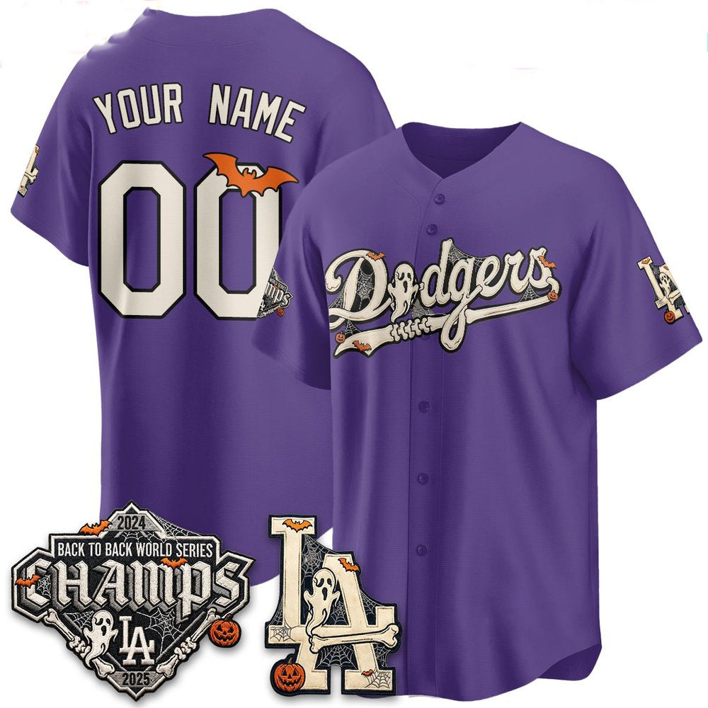 Custom Los Angeles Dodgers Purple Halloween 2026 Baseball jersey Tomch