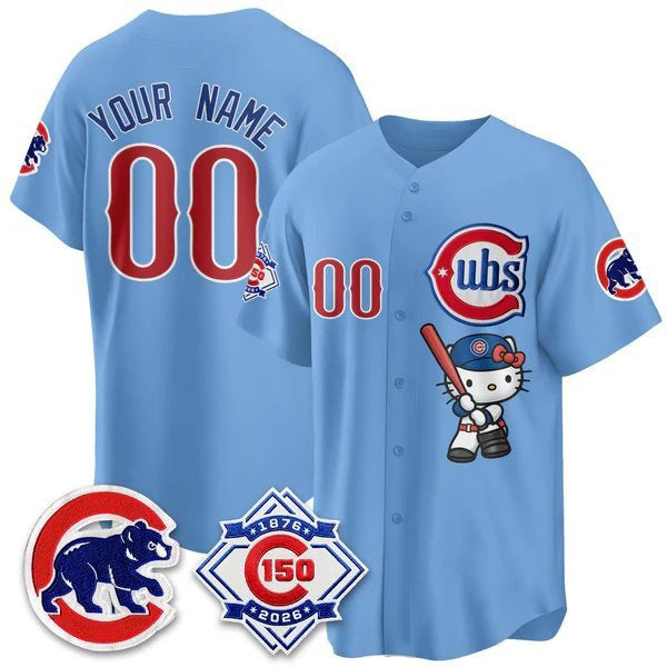 Custom Chicago Cubs Blue Tomch Meow KT All Stitched Jersey