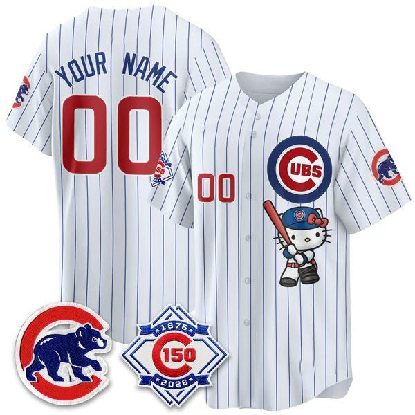 Custom Chicago Cubs Stripes White Tomch Meow KT All Stitched Jersey