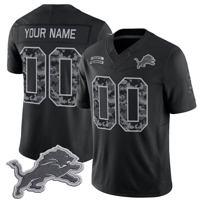 Custom D.Lions Active Player Black Tomch F.U.S.E. 2026 Salute to Service Limited Stitched Jersey