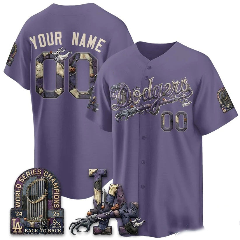 Custom Los Angeles Dodgers Purple Tomch Nightmare Edition Jersey