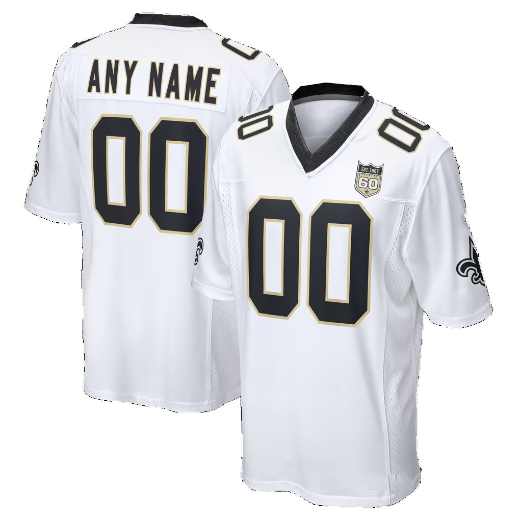 Custom NO.Saints White Tomch 60th Season Game Jersey