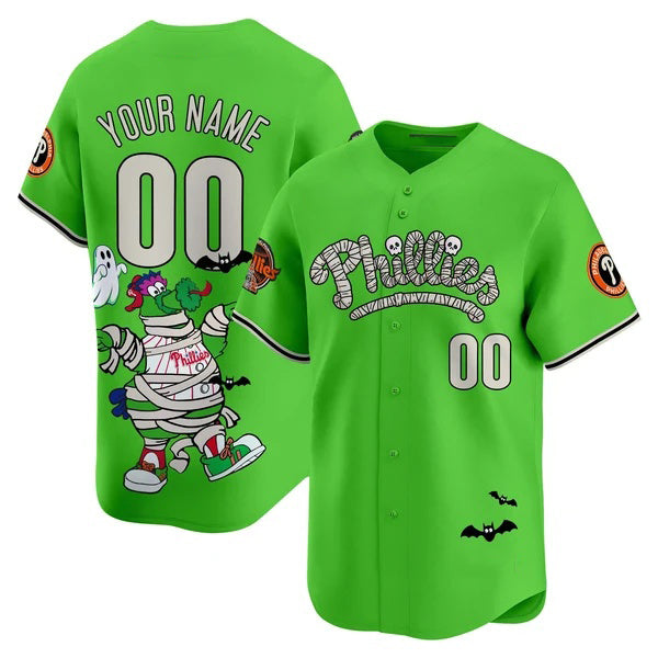 Custom Philadelphia Phillies Green Tomch Phanatic Halloween Vapor Limited Printed Jersey