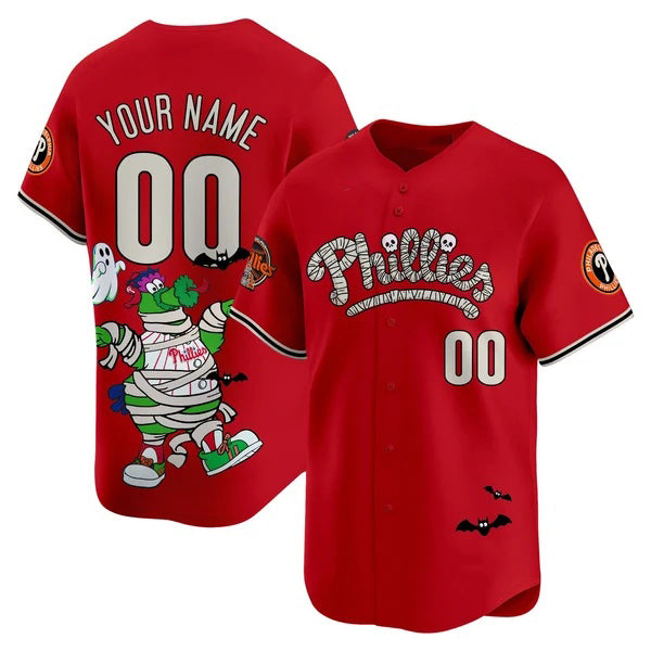 Custom Philadelphia Phillies Red Tomch Phanatic Halloween Vapor Limited Printed Jersey