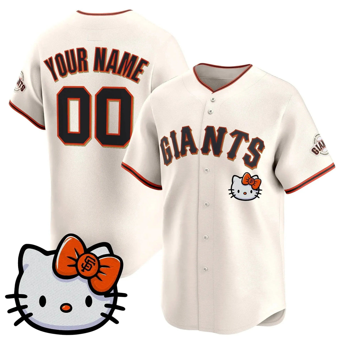 Custom San Francisco Giant Cream Tomch Meow KT Vapor Premier Limited All Stitched Jersey