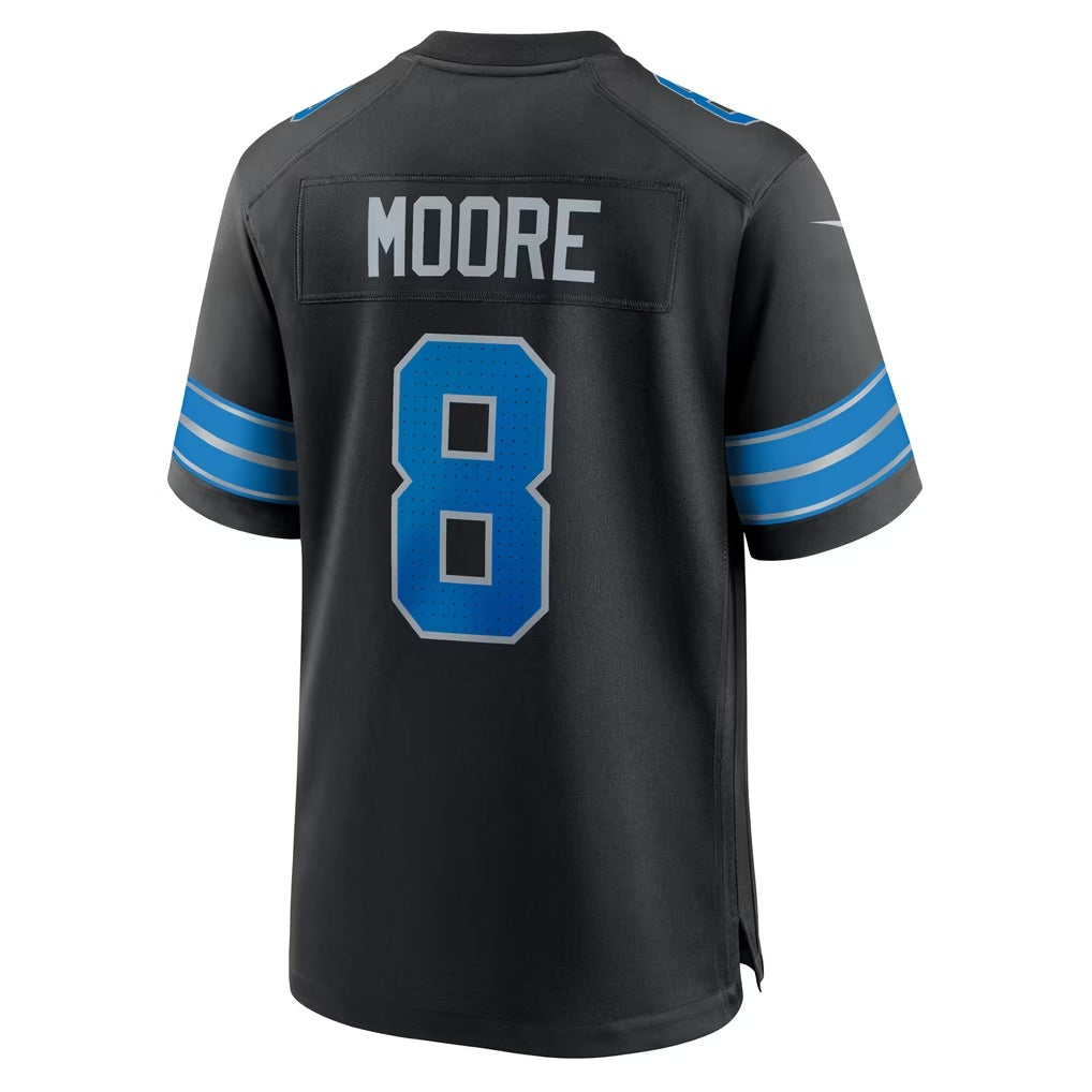 D.Lions #8 Derrick Moore Black Alternate Game Football jersey Tomch
