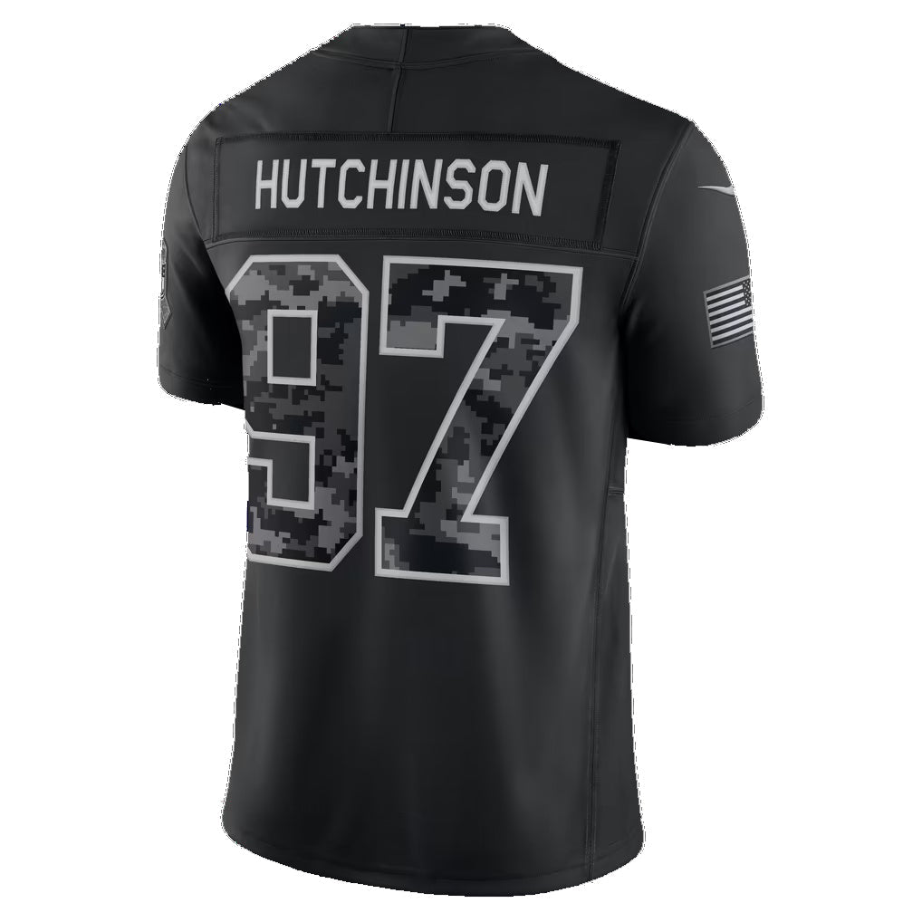 D.Lions #97 Aidan Hutchinson Black 2026 Salute to Service Stitched Limited Football jersey Tomch