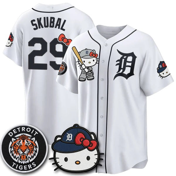 Detroit Tigers #29 Tarik Skubal White Tomch Meow KT Edition Vapor Limited Stitched Jersey