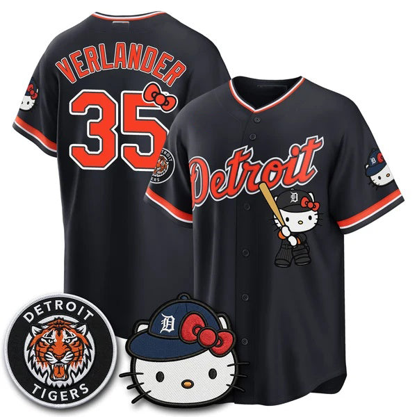 Detroit Tigers #35 Justin Verlander Black Tomch Meow KT Edition Vapor Limited Stitched Jersey