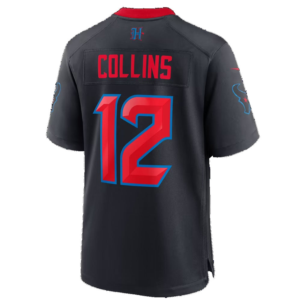 H.Texans #12 Nico Collins Navy Alternate 2 25th Season Game Football jersey Tomch