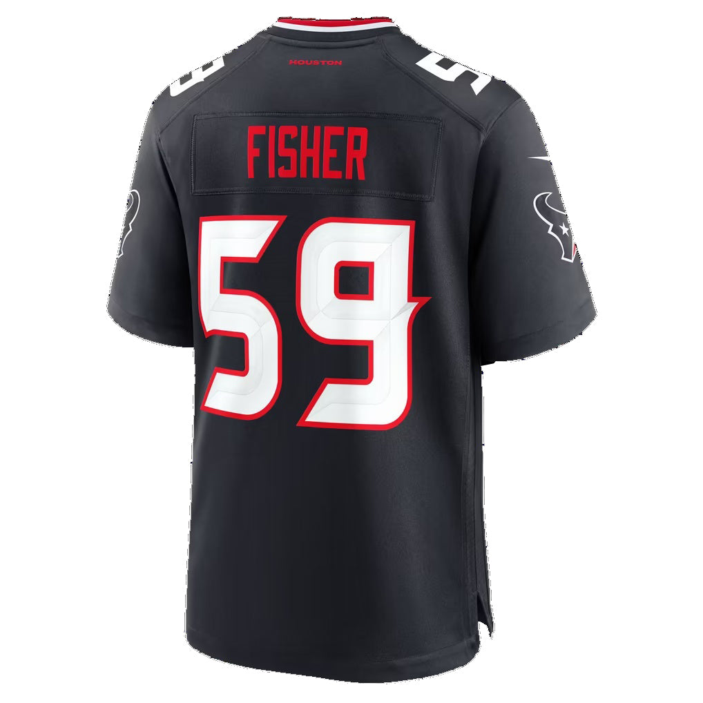 H.Texans #59 Aiden Fisher Navy Tomch Game Player Jersey