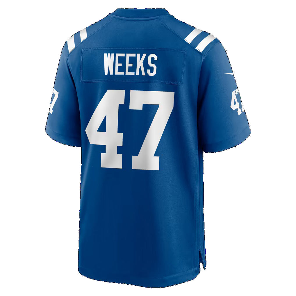 IN.Colts #47 West Weeks Royal Team Game Football jersey Tomch