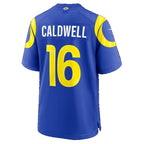 LA.Rams #16 Matthew Caldwell Royal Team Game Football jersey Tomch